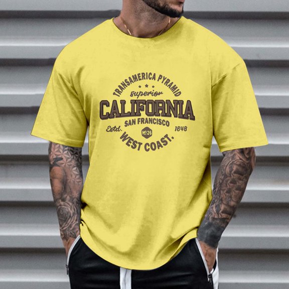 ZZHZGZ Mens 4Th of July Shirt Men T Shirts Graphic Men's Summer Casual Letter Print Short Sleeve T Shirt Xxxl