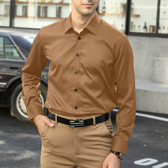 ZZHZGZ Mens 4Th of July Shirt Men T Shirts Men's Stretch Slim Fashion Business Casual Solid Color Long Sleeve Shirt S