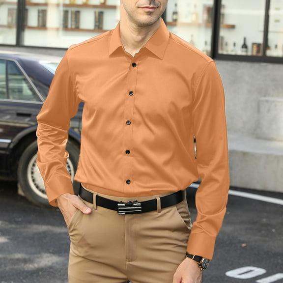 ZZHZGZ Mens 4Th of July Shirt Men T Shirts Men's Stretch Slim Fashion Business Casual Solid Color Long Sleeve Shirt Xl