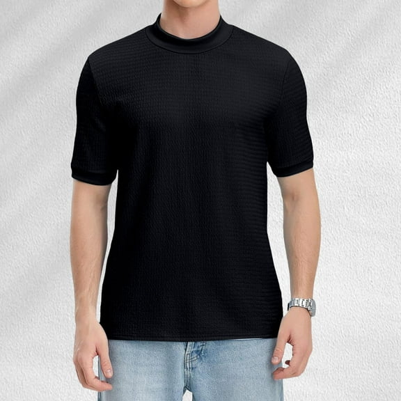 ZZHZGZ Mens 4Th of July Shirt Men T Shirts Pack Summer Leisure Texture Knit T Shirt European Men High Water Ripple Solid Color Short Sleeve S