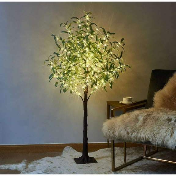 ZZJP Lighted Olive Tree 4FT 160 Fairy Lights, Faux Plant Tree with Lights for Indoor Outdoor Home Wedding Party Room Decoration
