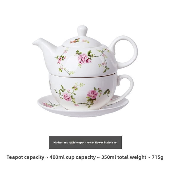 ZZR Creative Ceramic Tea Set Flower Teapot English Mother and Child Teapot Afternoon Tea Office Single Coffee Pot Kettle