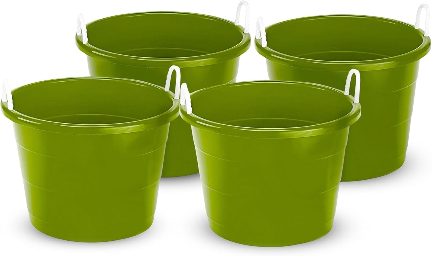 Weatherproof Storage Bucket ZZSP 4-Pack Utility Tub, Large Plastic Storage Bucket with Rope Handles ...