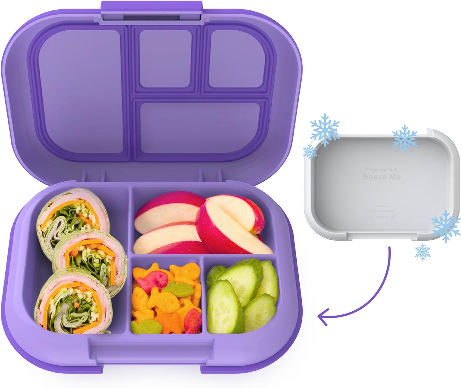 ZZVV Kids Chill LeakProof Lunch Box Included Reusable Ice Pack Keeps