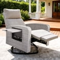thumbnail image 1 of ZZW Patio Wicker Swivel Glider Recliner Chair, Outdoor Rattan Lounge Chair with Built-in Tray Table, 360° Rotation and Adjustable Backrest for Yard Deck Poolside, Gray/Beige, 1 of 10