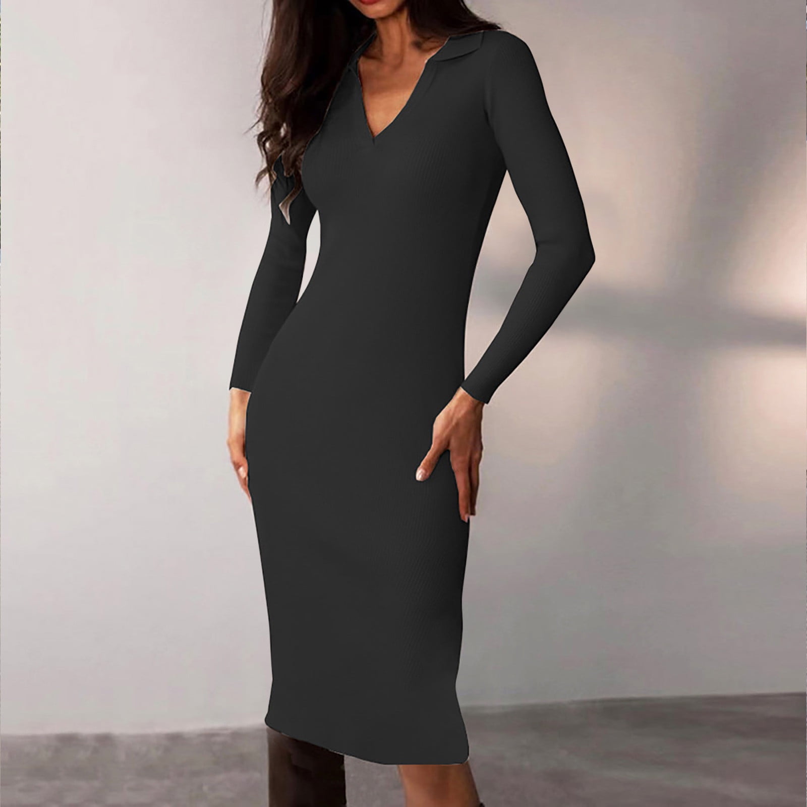 Medium length hot sale black dress