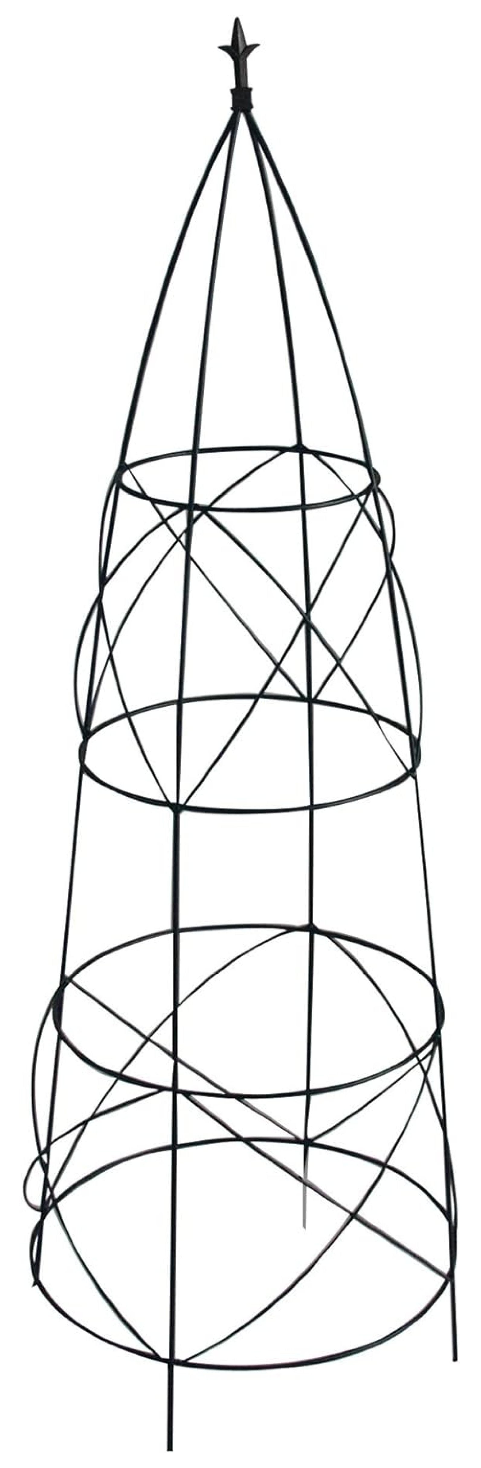 Black Metal Circular Garden Trellis with Finial, 36-Inch