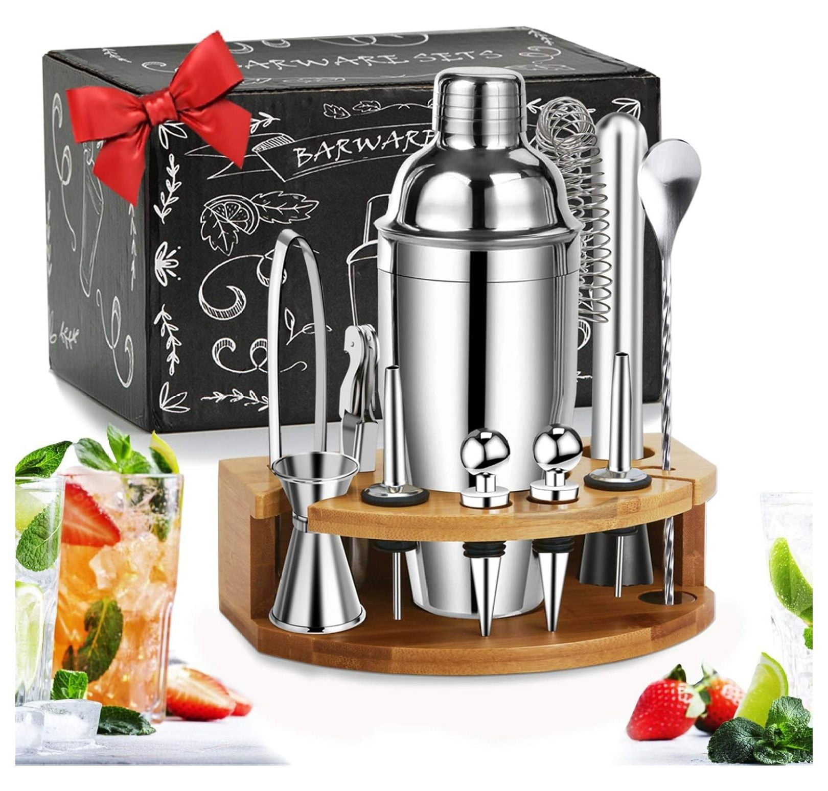 ZZYY Bartender Kit Cocktail Shaker Set, Perfect Home Bartending Kit