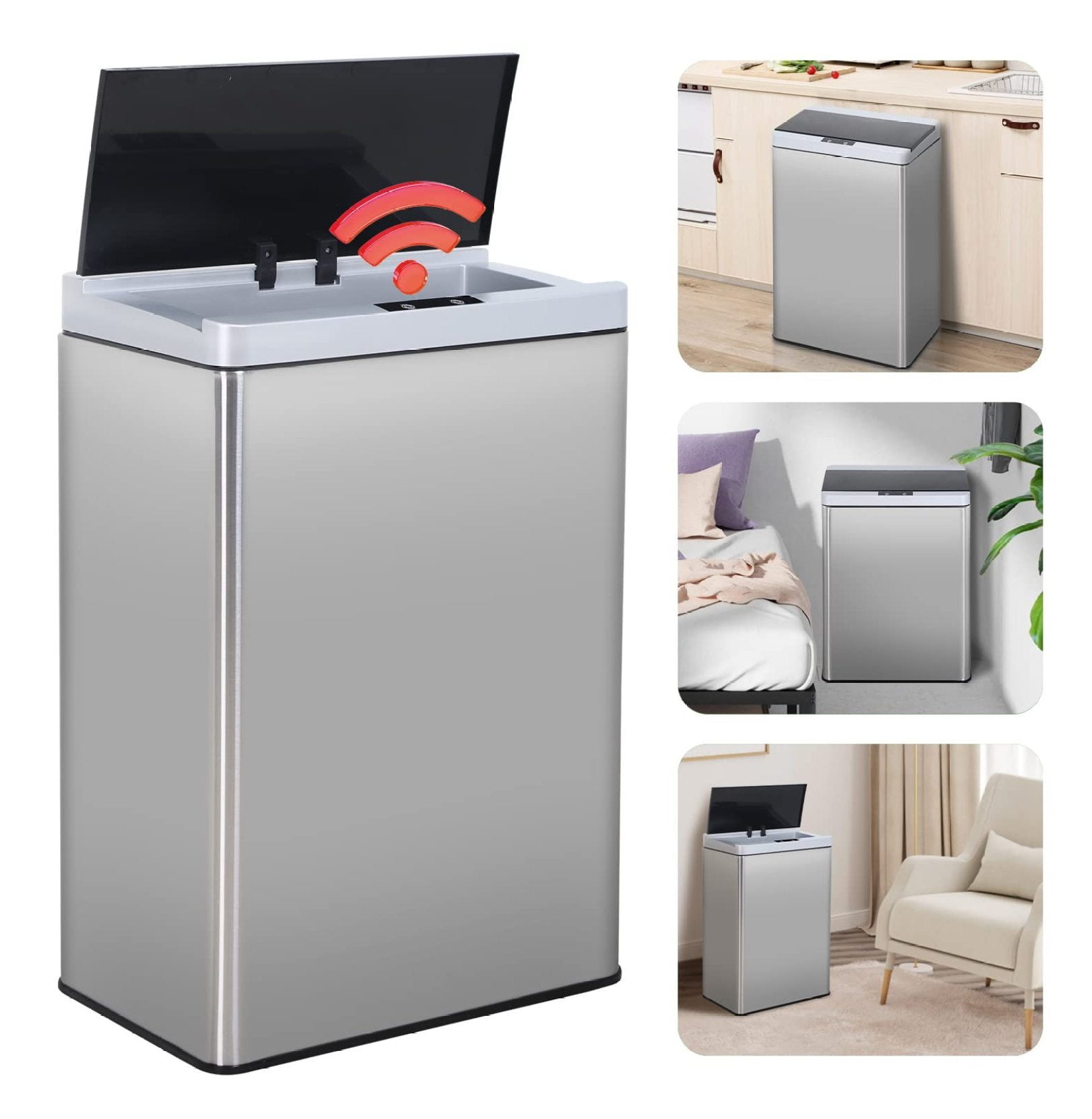 ZZYY Touch Trash Can 13.2 Gallon Kitchen Garbage Cans with Sensor 50