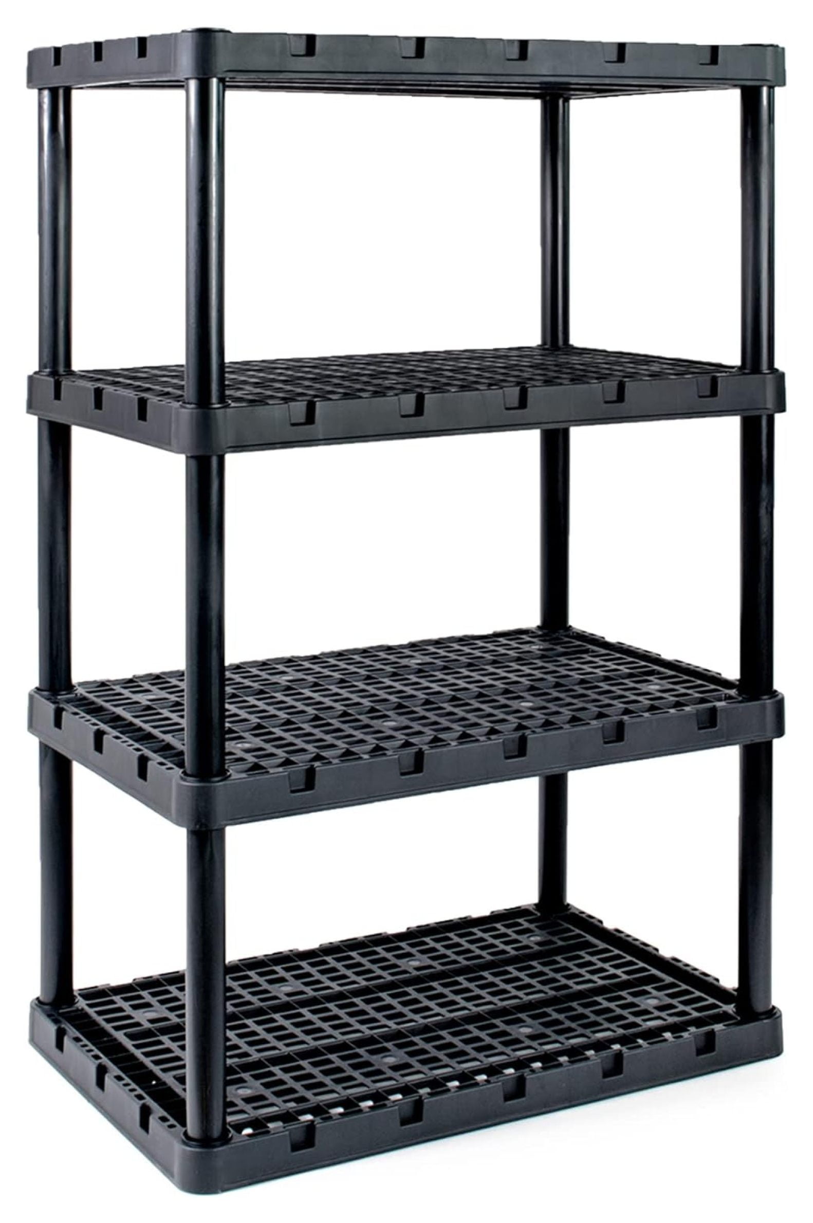 Black Plastic 4-Shelf Interlocking Storage Unit