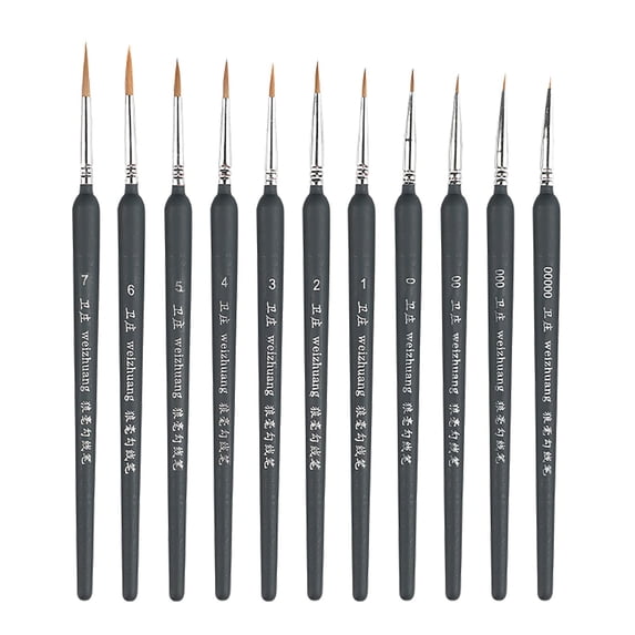 ZZYuan 11 Pcs Miniature Detail Paint Brush Set with Natural Wood Handle 2024 New Miniature Paint Brushes Mini Small Painting Brushes for Art Crafts Acrylic Watercolor Oil Model Face School Supplies