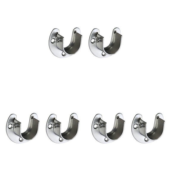 ZZYuan 6PCS Heavy Duty Closet Rod End Supports U Shaped Flange Rod Holder with Screws for Wardrobe Bracket Shower Curtain Rod