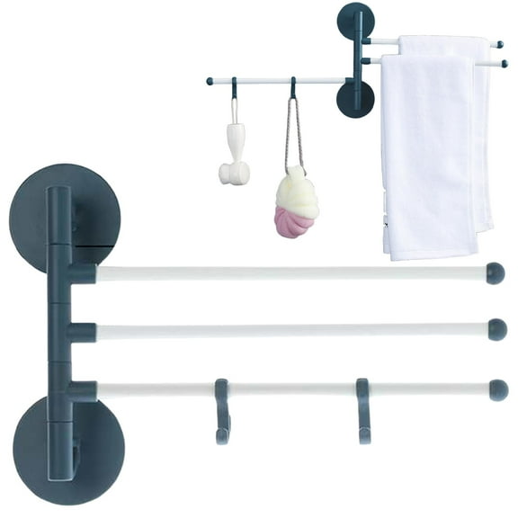 ZZYuan Big Clearance 360° Rotating Towel Rack without Drilling Bathroom and Toilet Storage Rack Multi Pole Wall Mounted Stainless Rotating Towel Pole Household Multi Functional Storage Rack New!