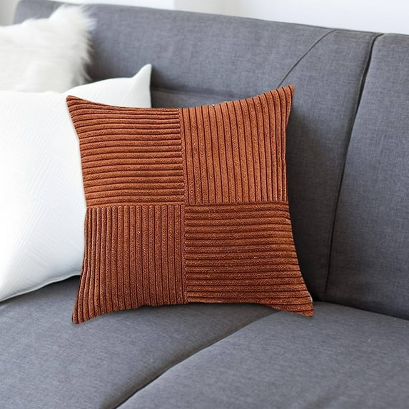 ZZYuan Big Clearance Boho Decorative Throw Pillow 18x18 Inch for Couch Bed Sofa Farmhouse Fall Home Decor Soft Corduroy Patchwork Textured Terracotta Cushi New!