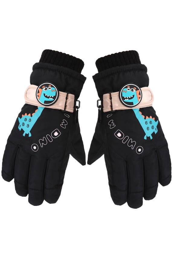 on Clearance Children's Winter Skiing Five Finger Gloves Dinosaur Print Warm Cold Cotton Gloves ,Fall Winter Decor