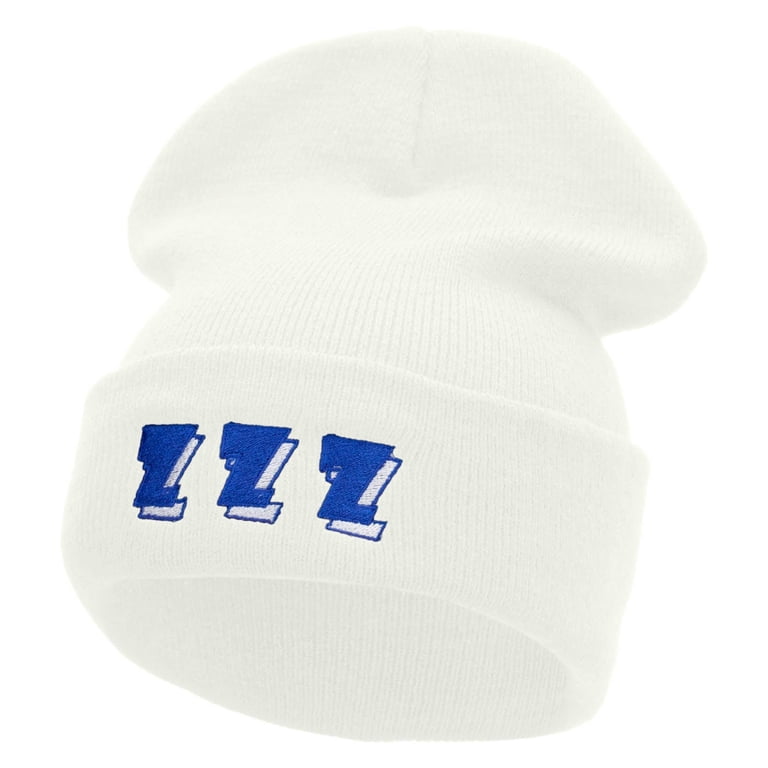 ZZZ Embroidered 12 Inch Long Knitted Beanie - White OSFM - Walmart.com