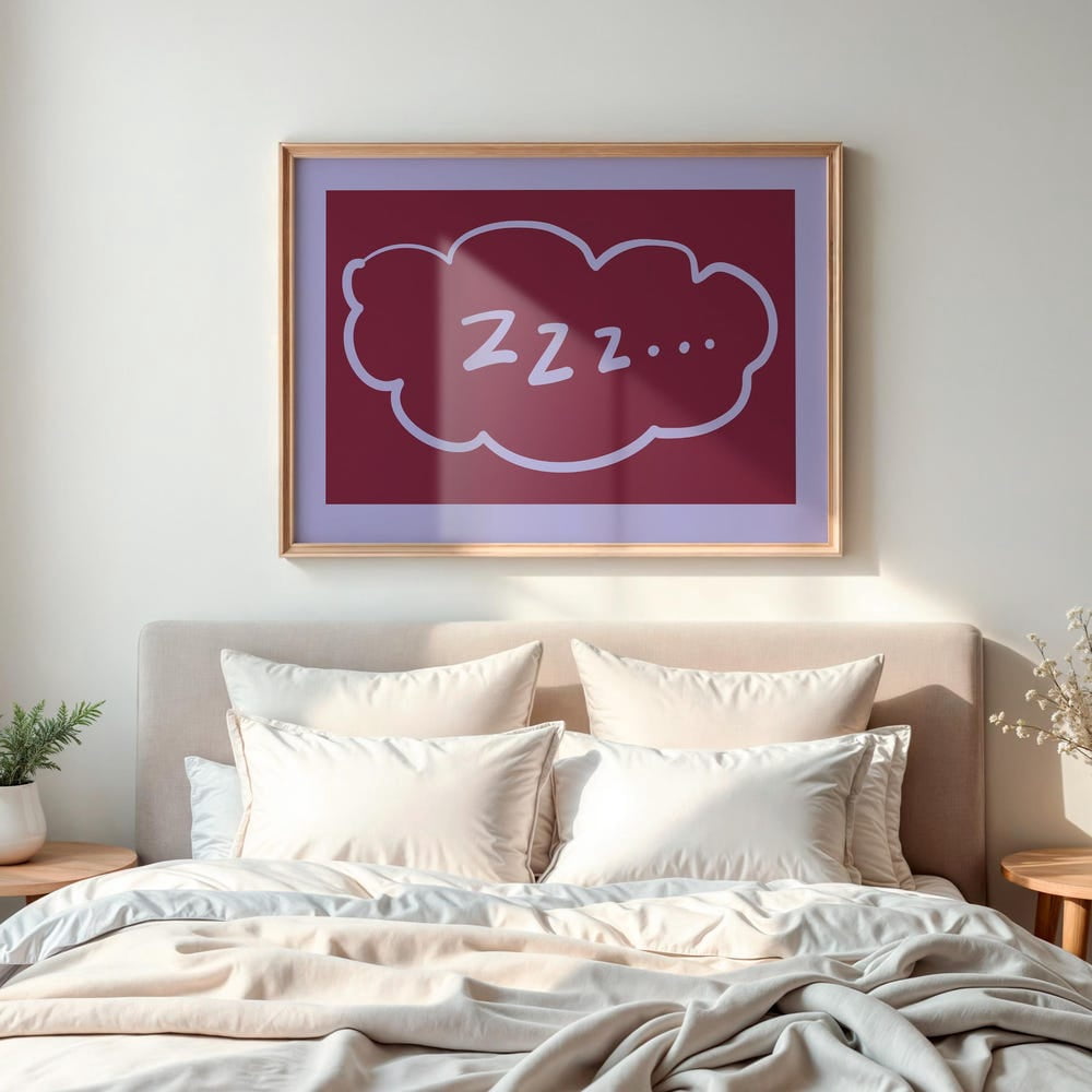 ZZZ Sleep Bedroom Art Print Poster Vintage Snooze Print Cozy