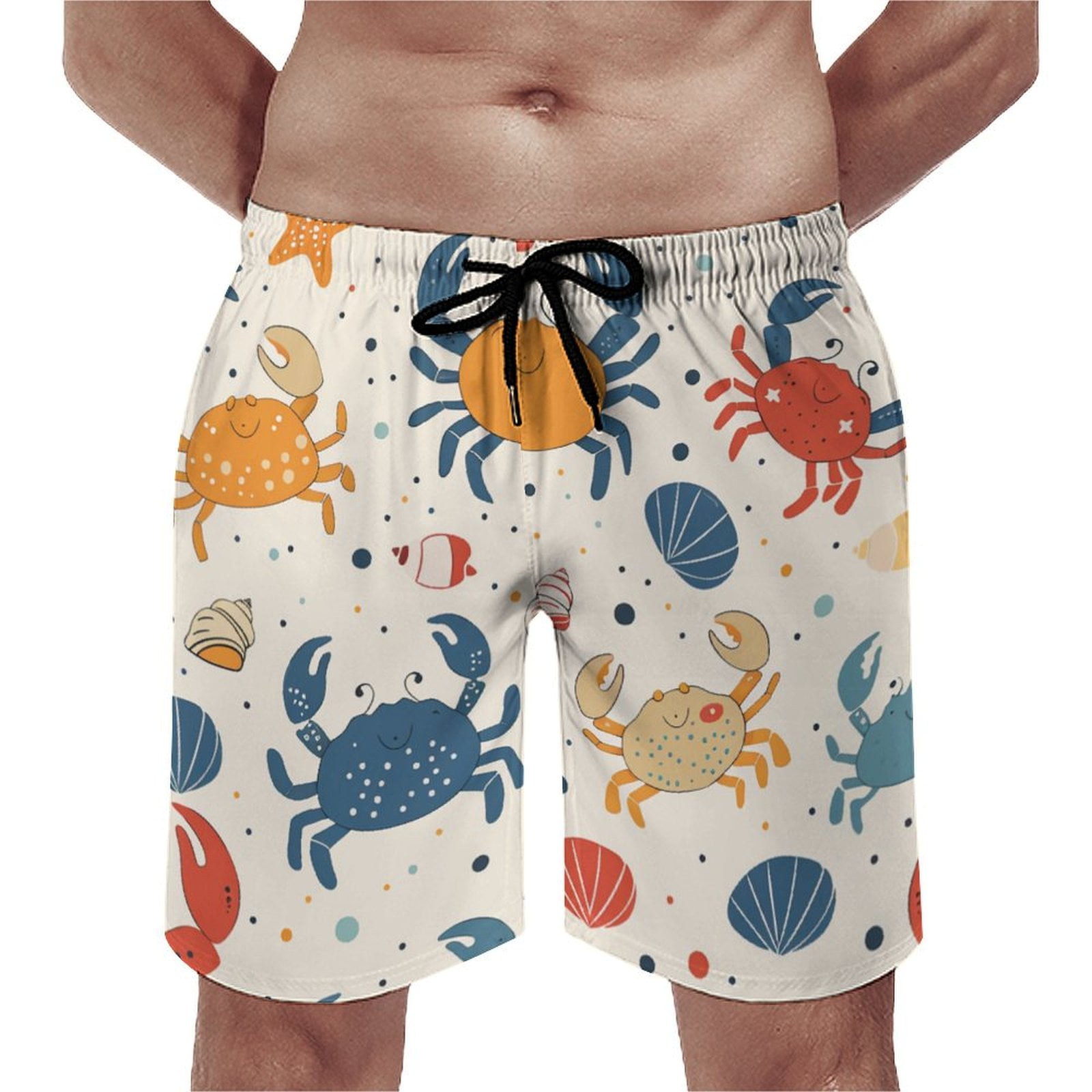 ZZZHY Crabs And Seashells Pattern 24 Mens Bathing Suit, Mesh Lining