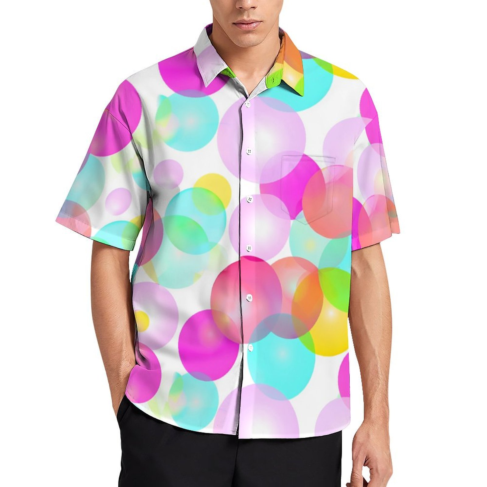 ZZZHY Glowing Taffy Dots 989 Mens Casual Shirts, Casual Mens Summer