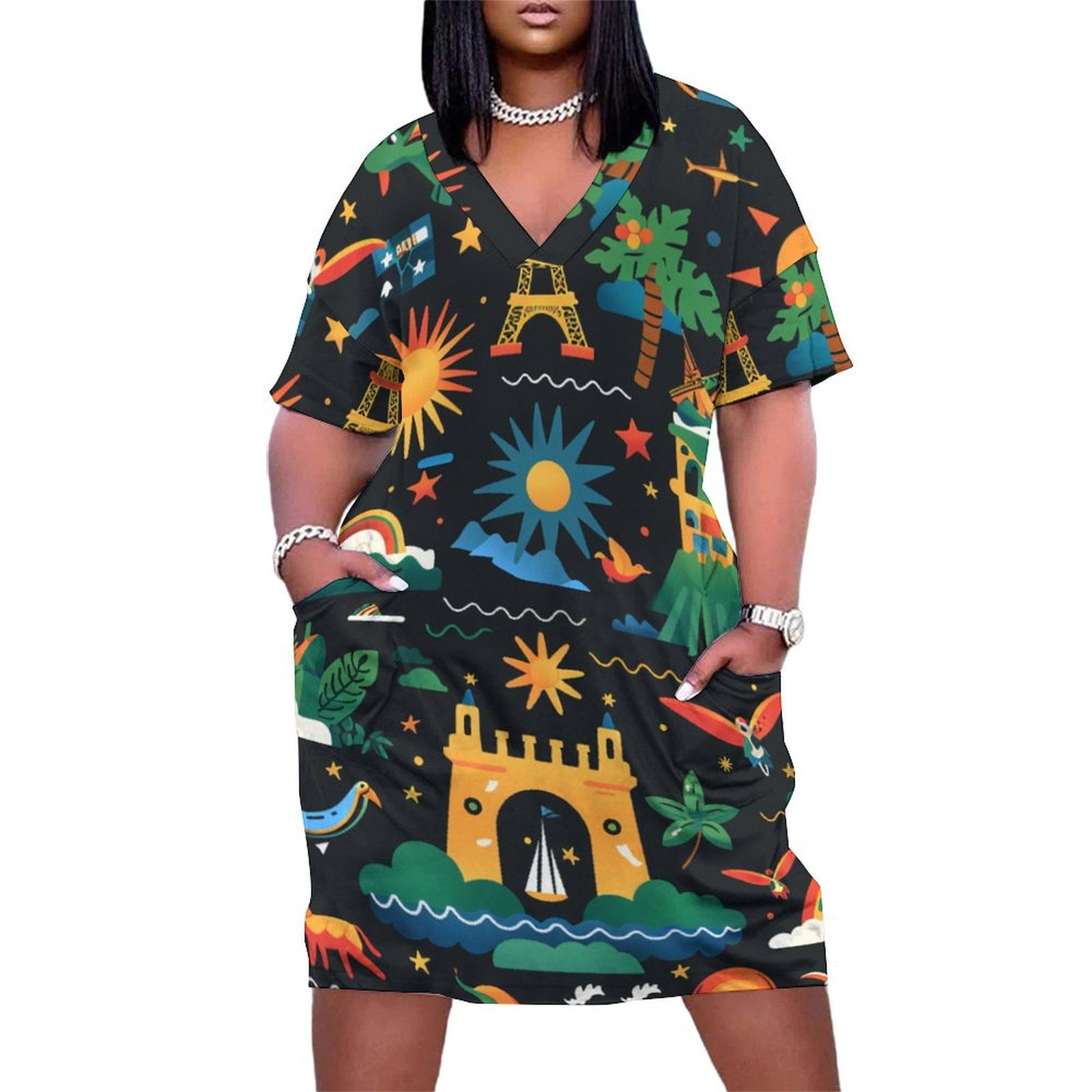 ZZZHY Paris 2024 Motivational Slogans81 Plus Size Summer Dresses