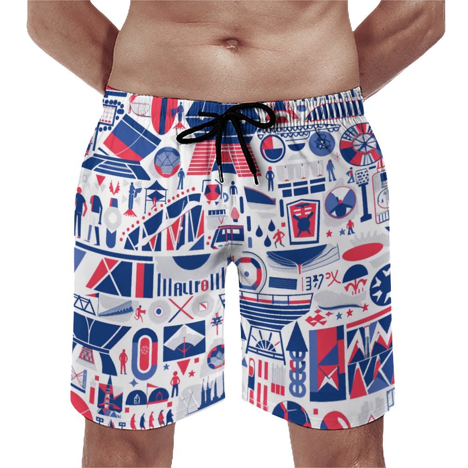 ZZZHY Paris 2024 Stadiums37 Mens Bathing Suit, Mesh Lining Swim Trunks