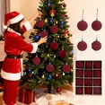thumbnail image 1 of ZZkhGO 12-Piece Flocked Christmas Balls, Red 2.36 Inch Velvet Christmas Tree Ornaments, Holiday Decor Set for Tree Party Wedding Home, Red, 1 of 7