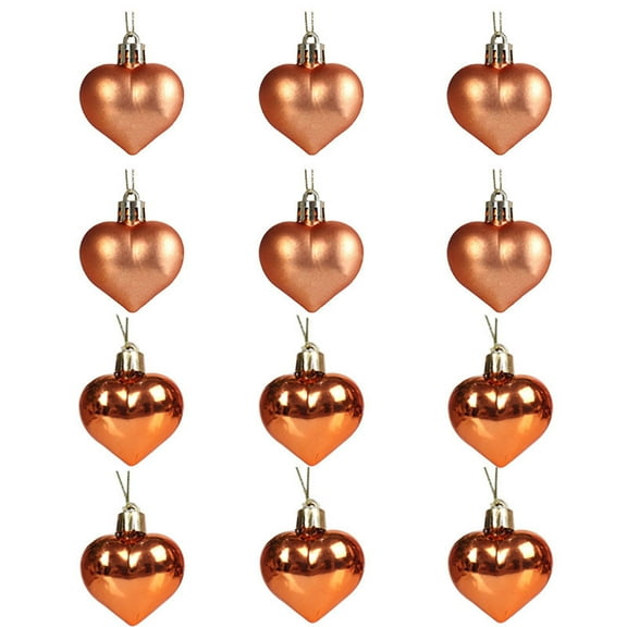 ZZkhGO 12PCS Heart Shaped Christmas Baubles, Matte Glossy Heart Ornaments, Valentine Wedding Anniversary Tree Decorations