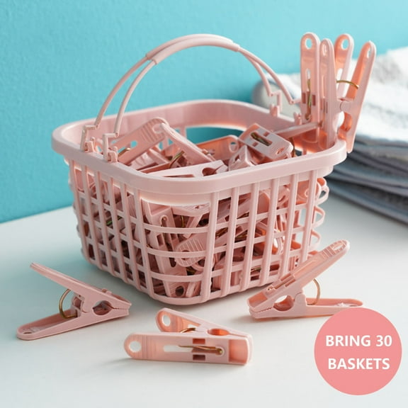 ZZkhGO 30-Pack Strong Grip Clothespins, Windproof Laundry Pins with Storage Box, Drying Clips for Socks Underwear Delicates