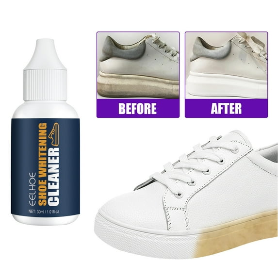 ZZkhGO 30ml Shoe Brightening Cleaner, White Sneaker Cleaning and Detergent, Portable Stain Remover for Leather Rubber