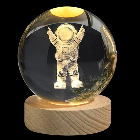ZZkhGO 3D Crystal Ball Night Light, Cosmic Series Solar System Model, USB LED Engraved Decor for Astronomy Gift