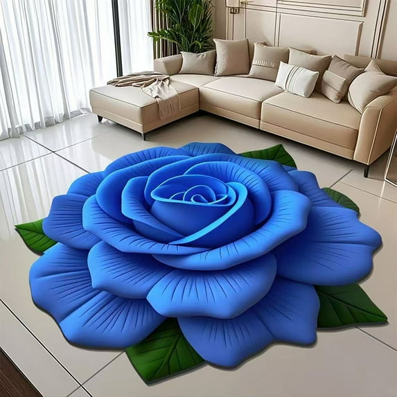 ZZkhGO 3D Flower Mat, Soft Carpet Non-Slip Area Rug, Floral Design Floor Mat for Dining Room Home Bedroom