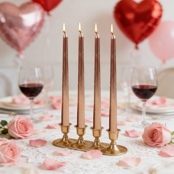 ZZkhGO 4-Pack Electroplated Taper Candles, Dripless Low-Fume Wax Candles for Dining, Long Pole Thread Candles for Wedding Party Table Decor, Romantic Plating Candle Set in Assorted Metallic Colors