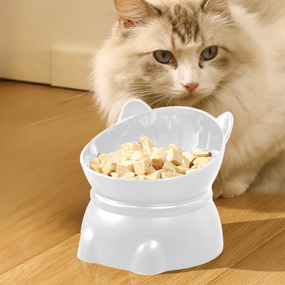ZZkhGO 450ml Plastic Cat Food Bowl, Large Capacity Raised Pet Dish, Wide Shallow Feeding Bowl for Food and Water Storage