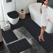ZZkhGO 5-Piece Large Bathroom Rug Set, Soft Foam Bath Mat Collection, Absorbent Non Slip Washable Toilet Mats