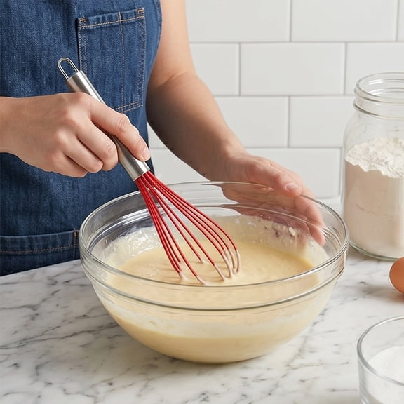 ZZkhGO 5-Piece Silicone Baking Utensil Set, Non-Stick Kitchen Tools with Spatula Whisk Brush, Heat-Resistant Oven Safe Cooking Accessories for Baking, Red