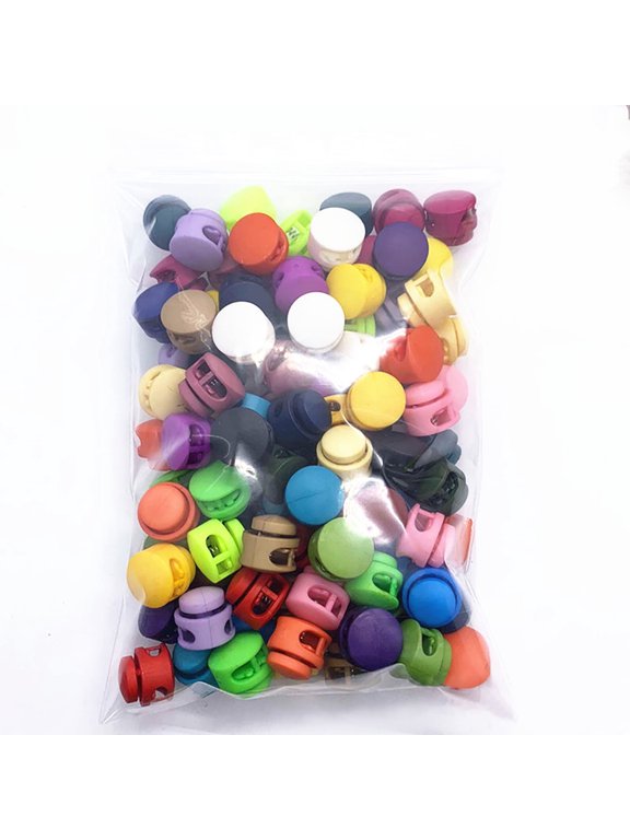 50pcs Double Hole Spring Cord Locks, Colorful Elastic Drawstring Adjuster Buckles, Cable Lock for Hoodie Sweatshirt Bag