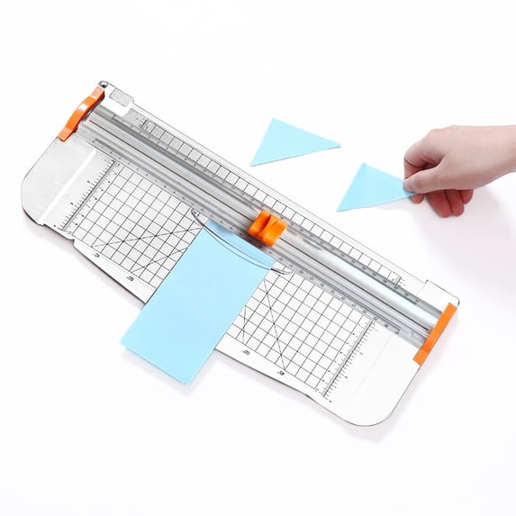 ZZkhGO A4 Plastic Base Paper Cutter Trimmer, Replaceable Blade Sheet Cutter Tool, Portable Desktop Trimmer for Home Craft Photos Cards
