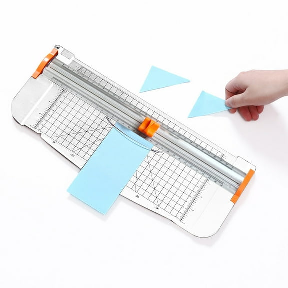 ZZkhGO A4 Plastic Base Paper Cutter Trimmer, Replaceable Blade Sheet Cutter Tool, Portable Desktop Trimmer for Home Craft Photos Cards