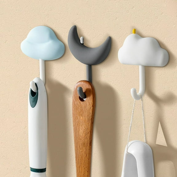 ZZkhGO Adhesive Hooks, Strong Load-Bearing Wall Hooks, No Drill Kitchen Bathroom Hangers for Dormitory