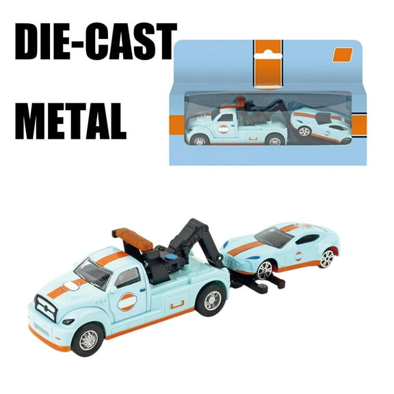 ZZkhGO Alloy Car Model, Small Trailer Container Truck Edition with Pull Back Function, Power Childrens Toy Car Model Ornament for Collectors Gift, Light Blue