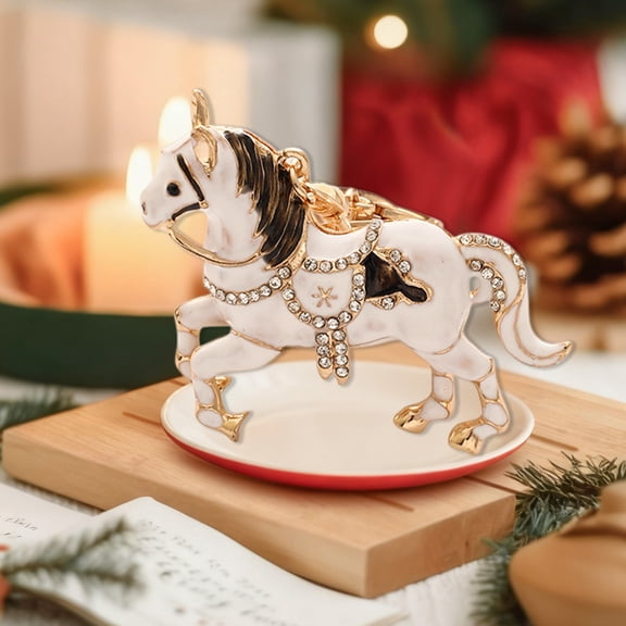 ZZkhGO Alloy Ponies Keychain, Rhinestone Metal Car Pendant for Decor, Holiday Gift Accessory for Bag Car Keys