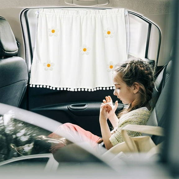 ZZkhGO Car Sun Shade Curtain, Heat Insulation Window Shade for Car Interior, Cute Cloth Sunscreen Cover