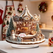 ZZkhGO Christmas Acrylic Decor, 2D Carousel Castle Ornaments, Festive Home Display for Mantels Shelves Living Room