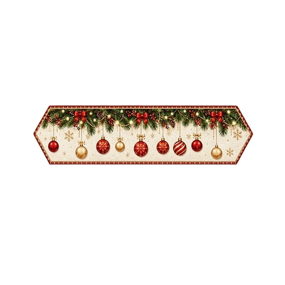 ZZkhGO Christmas Decorative Table Runner, Long Strip Table Scarf with Hexagonal End, Holiday Party Layout for Dining Table Mantel, Green