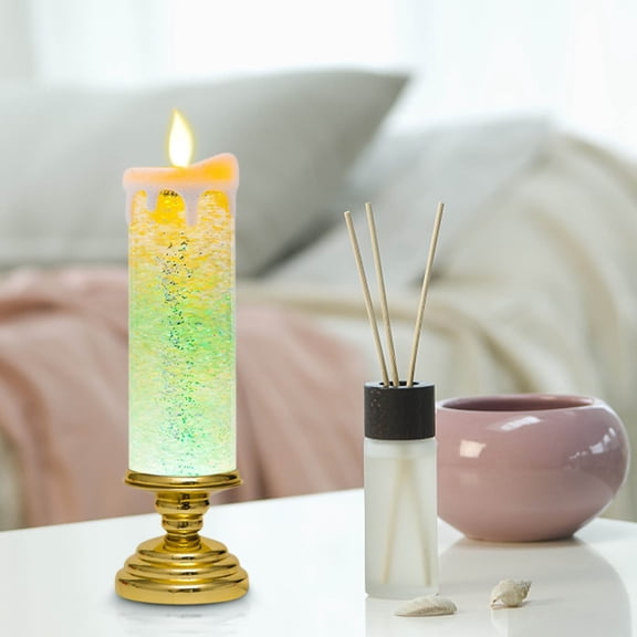 ZZkhGO Christmas LED Candle Crystal Flame Light, Battery Operated Flameless Candle Decoration, Plastic LED Candle with USB Cable for Holiday Table Centerpiece