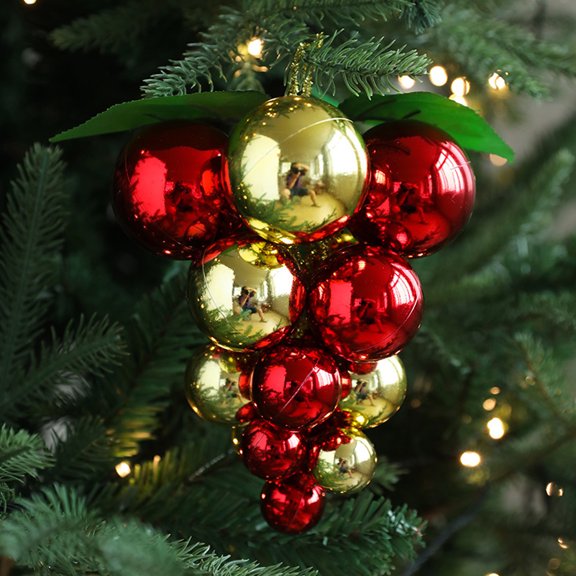 ZZkhGO Christmas Simulation Grape String Lights, Plastic Bright LED Tree Pendant Decoration, Hanging Mood Scene Arrangement for Party