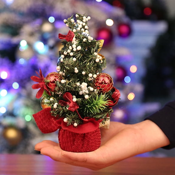 ZZkhGO Christmas Tree Decorations, Red Fruit Small Tree Desktop Ornament, Holiday Photography Props for Family Home Festive Decor, Red
