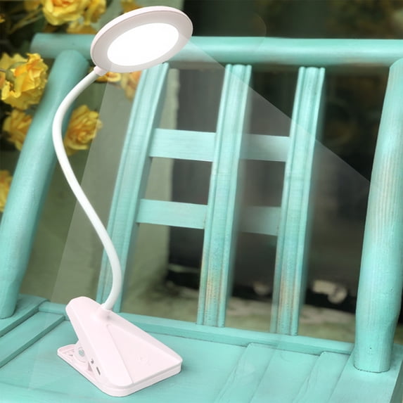 ZZkhGO Clip Desk Light, Portable USB Rechargeable Reading Lamp, Adjustable Gooseneck Night Light for Bedside
