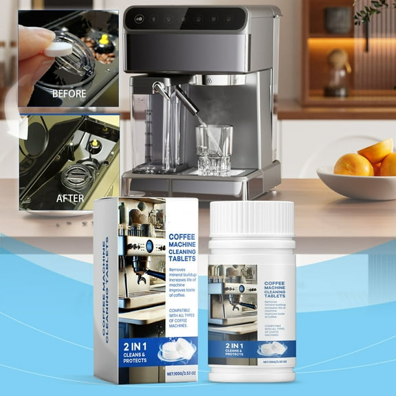 ZZkhGO Coffee Cleaning Tablets, Powerful Descaling Tablets Coffee Machines, Mild Formula Fresh Lemon Scent Filter Basket Internal Parts