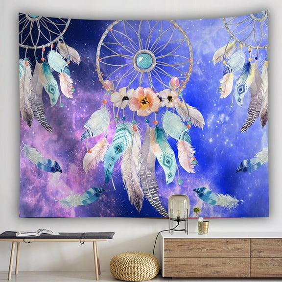 ZZkhGO Colorful Dream Catcher Tapestry Wall Hanging, Hippie Bedspread Dorm Decor, Unique Design Multi-Function Wall Art for Bedroom Beach Blanket